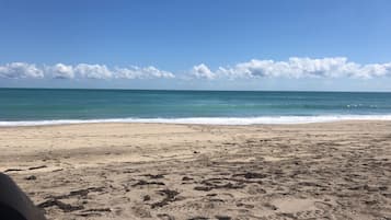 En la playa, camastros y toallas de playa