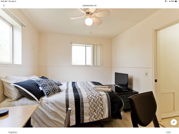 2 habitaciones, escritorio, tabla de planchar con plancha y wifi gratis 