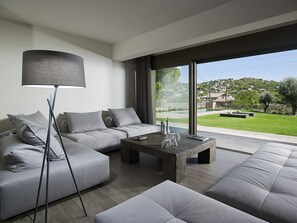 Lavender - Elaia Luxury Ground Floor Suite with Private Pool and Garden | Living room | 49-inch flat-screen TV with digital channels, Smart TV, Netflix