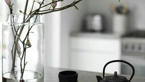 Máquina de café espresso, frigorífico, microondas y horno