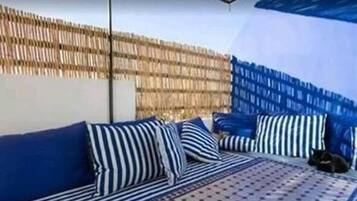 2 bedrooms, desk, blackout drapes, iron/ironing board