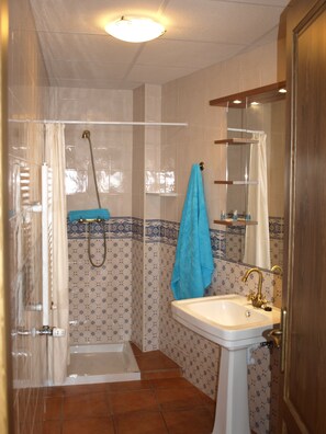 Double or Twin Room, 1 Double or 2 Twin Beds | Bathroom | Shower, hair dryer, towels, soap