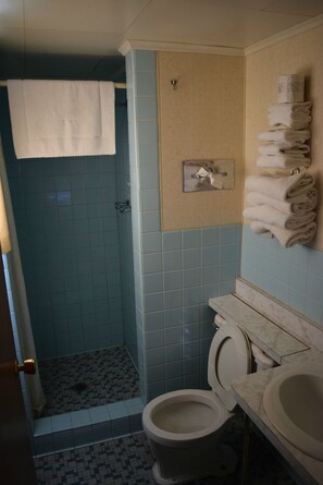 Deluxe Double Room, 2 Queen Beds | Bathroom | Shower, towels, soap, shampoo - Mid-City Motel (Sault Ste. Marie)
