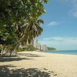 On the beach, white sand