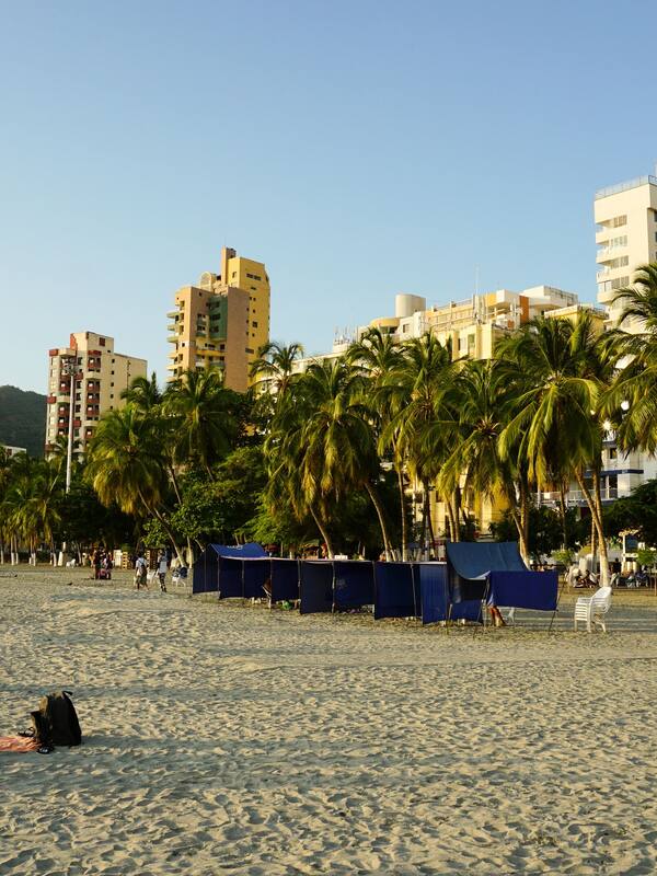 On the beach, white sand