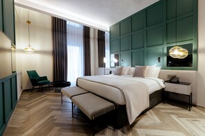 Premium bedding, memory foam beds, in-room safe, desk