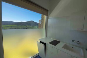 Fridge, microwave, stovetop, espresso maker