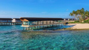 A glass-roofed overwater bungalow with a clear view of the ocean and palm trees. - The Westin Maldives Miriandhoo Resort (Miriandhoo Island)