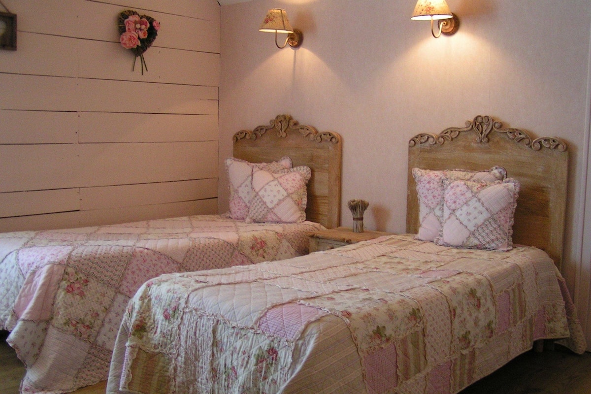 Twin Room (Aubépine) | Soundproofing, cribs (free), rollaway beds (surcharge), WiFi (free)