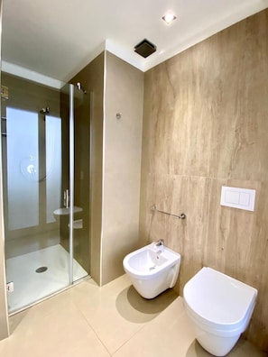 Douche, articles de toilette gratuits, sèche-cheveux, bidet