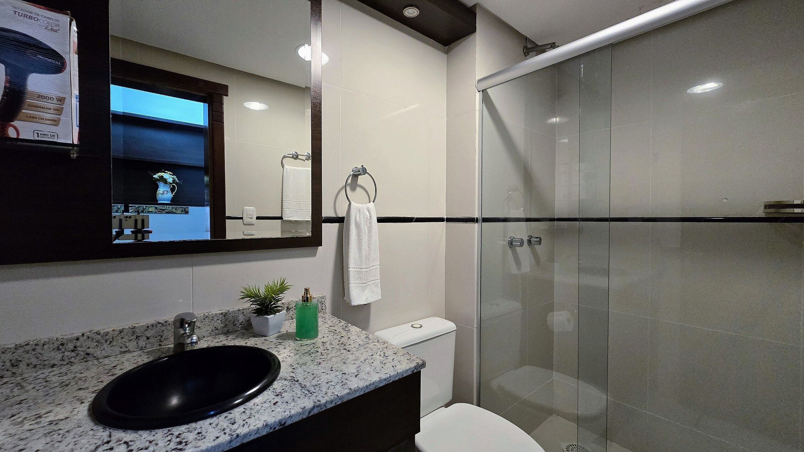 Apartamento tradicional, 1 cama de casal e sofá-cama, ar-condicionado | Banheiro | Chuveiro, secador de cabelo, toalhas de banho 