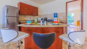 Suite, 1 Bedroom, Non Smoking | Private kitchen | Coffee/tea maker, fridge, microwave, stovetop - Estrella Del Mar - One Bedroom Suite 102 by Skyrun (Isla Mujeres)