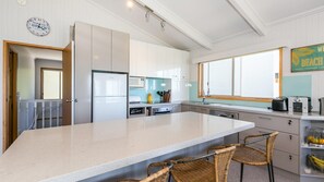 Fridge, microwave, dishwasher, toaster