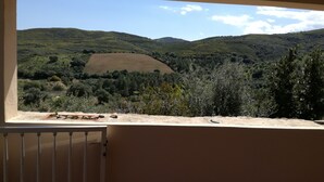 A view from a balcony with a rural landscape, including hills and trees. - Holidays in San Teodoro (San teodoro)