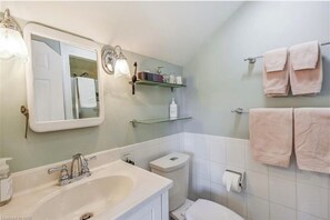 Shower, hair dryer, bathrobes