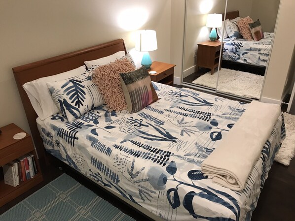 1 bedroom, desk, iron/ironing board, travel cot