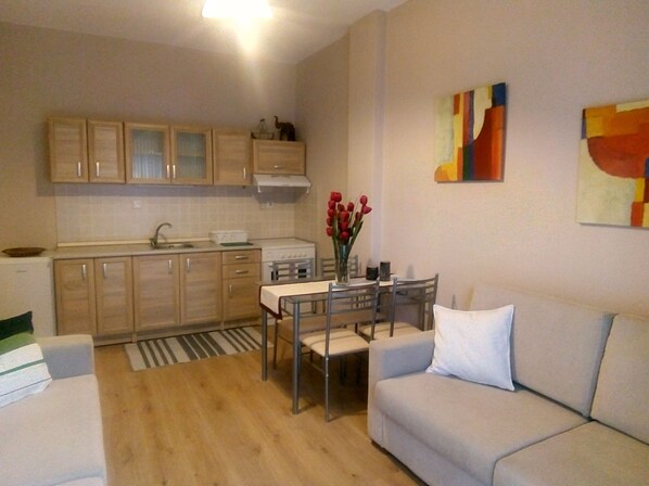 Comfort Apartment, City View | Private kitchen