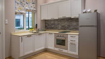 Family Apartment, 2 Bedrooms, Balcony, City View | Private kitchen | Full-sized fridge, oven, stovetop, dishwasher