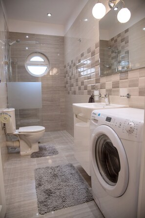 Family Apartment, 2 Bedrooms, Balcony, City View | Bathroom | Shower, free toiletries, hair dryer, towels