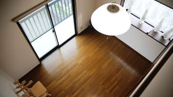 Desk, blackout curtains, soundproofing, iron/ironing board