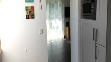 Apartment | Private kitchen | Fridge, microwave, oven, stovetop