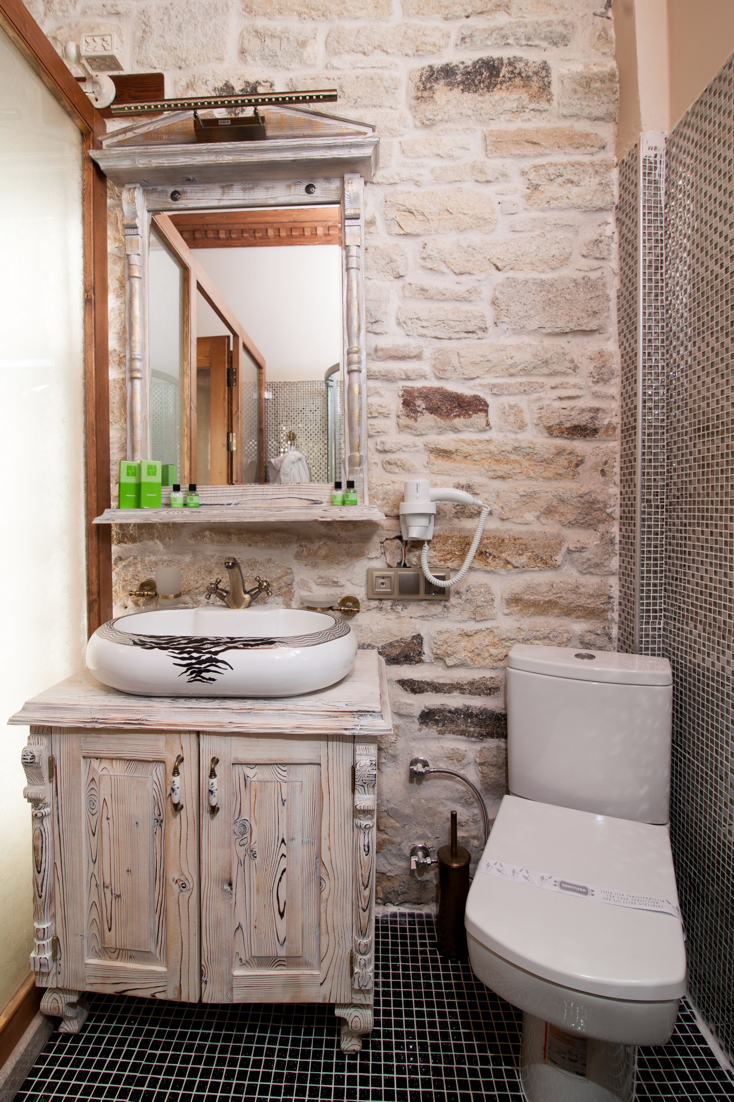 free toiletries, hair dryer, slippers, towels