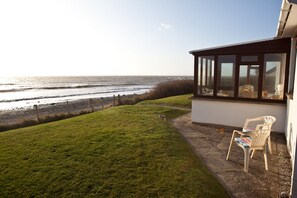 Terrace/patio - The Haven nestling in an idyllic setting on the shore of Luce Bay in Galloway a  (Wigtownshire)