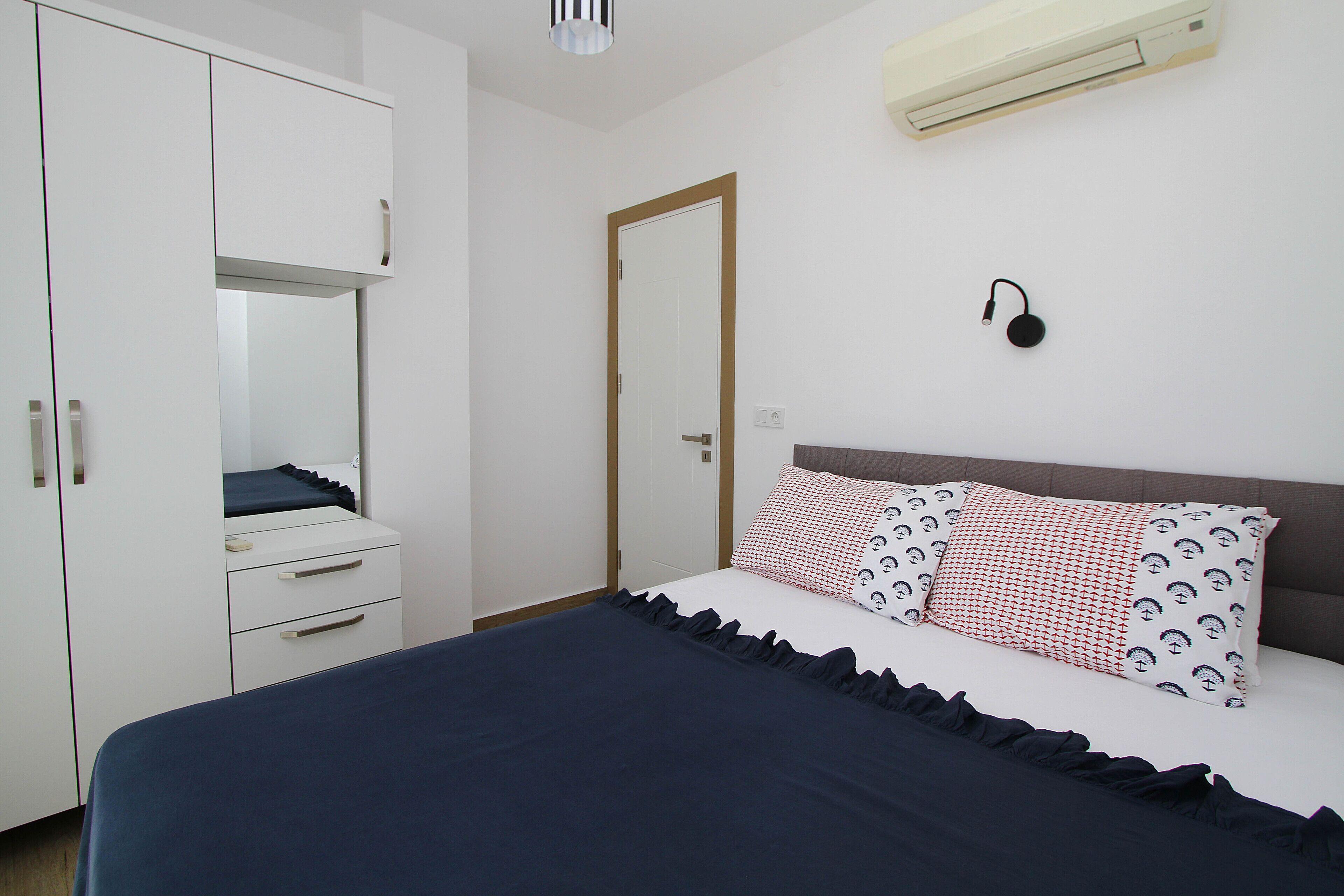 romantic apartment, 1 double bed with sofa bed, sea view | desk, blackout curtains, soundproofing, iron/ironing board