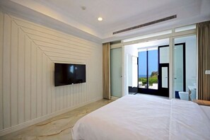 Standard-Doppelzimmer, 1 King-Bett, Meerblick | Verdunkelungsvorhänge, Bettwäsche
