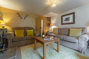 Una televisión, una chimenea