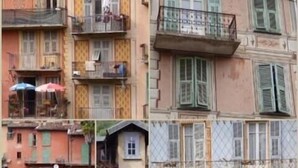 A collage of various building facades with different architectural styles, balconies, and window treatments. - La Chapelle Saint Gervais (Sospel)