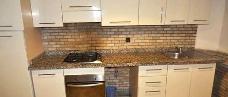 Fridge, oven, stovetop, cookware/dishes/utensils