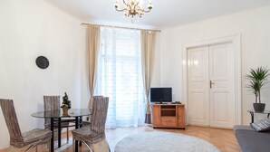 Apartment, 2 Double Beds (Mikulandska 3) | Living room | TV - Prague City Center Mikulandska Apartment by easyBNB (Prague)
