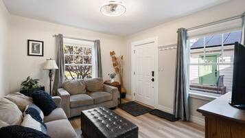 Smart TV, fireplace, DVD player