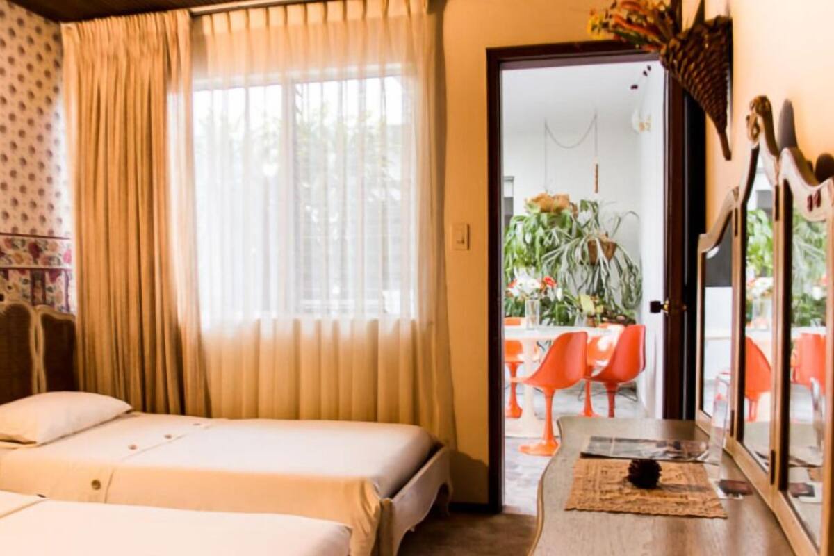 Blackout curtains, iron/ironing board, free WiFi, bed sheets