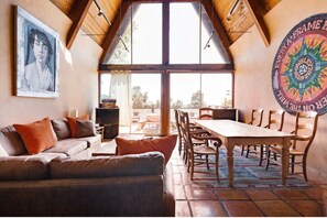 Smart TV, fireplace, video games, DVD player