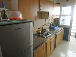 Fridge, microwave, oven, toaster