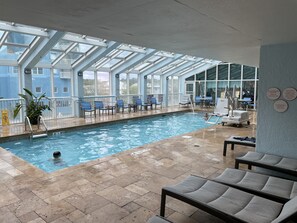 Indoor pool, a heated pool - Partial View 2 BR 2 BA, 7/3/26 to 7/10/26, Week 27, Fri-Fri, Room #1501 (North Myrtle Beach)