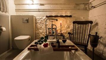 Combined shower/bathtub, hair dryer, towels