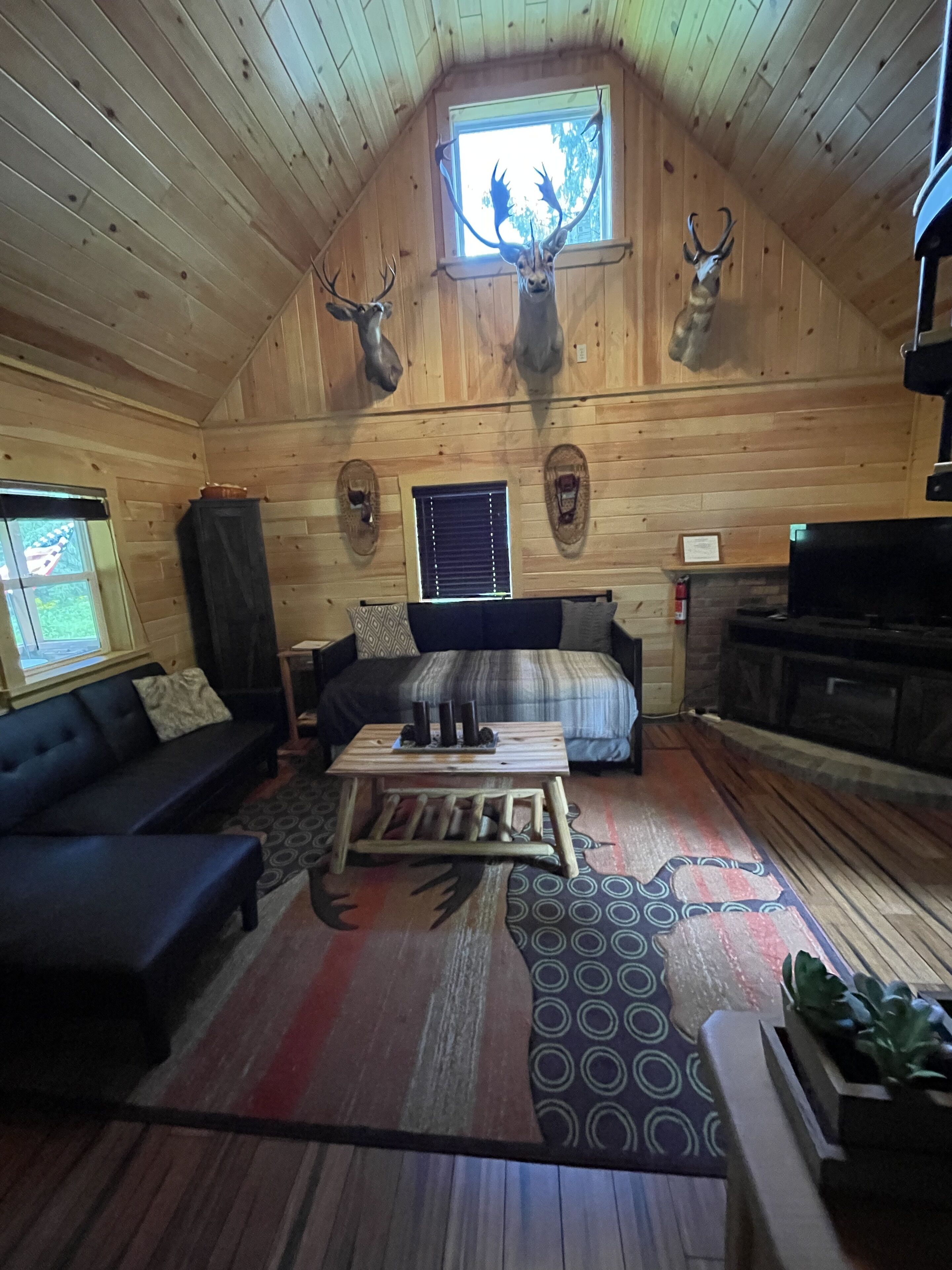 Fernseher, Kamin, DVD-Player, Stereoanlage