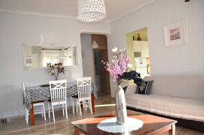 TV de tela plana, lareira, DVD player