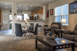 Smart TV, fireplace, video library, offices