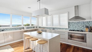 Fridge, oven, stovetop