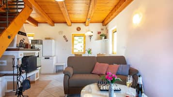Family House, 2 Bedrooms, Fireplace, Mountain View | Living area