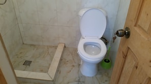 Regadera y amenidades de baño gratuitas