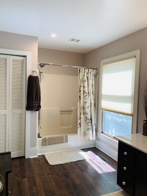 Combined shower/bathtub, hair dryer, towels, toilet paper - Bear's Rest, LONG RANGE MNT VIEWS! BIG COMFY DECK (Brevard)