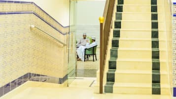 Shower, towels, soap, shampoo