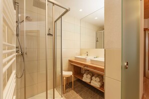 Hair dryer, towels, toilet paper