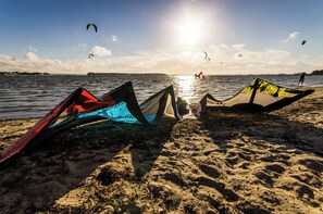 On the beach, beach towels