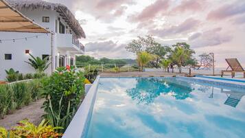 Outdoor pool, sun loungers